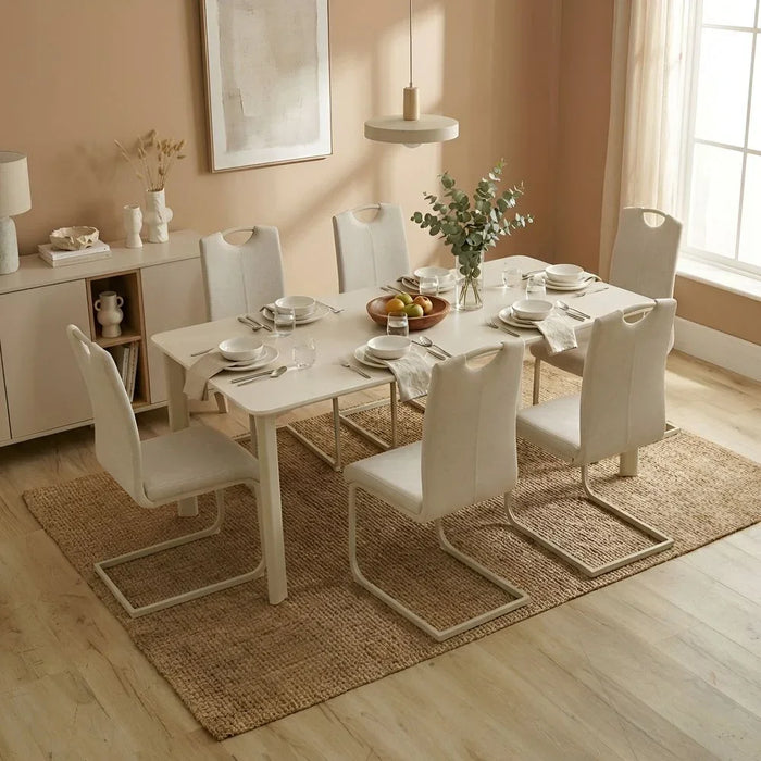 Garnet 1+6 Dining Set 7-Piece Comfortable Dining Set | Kitchen Dining Table With 6 Dining Chairs | Modern Design Furniture For Dining Room - Natural Oak/Brown