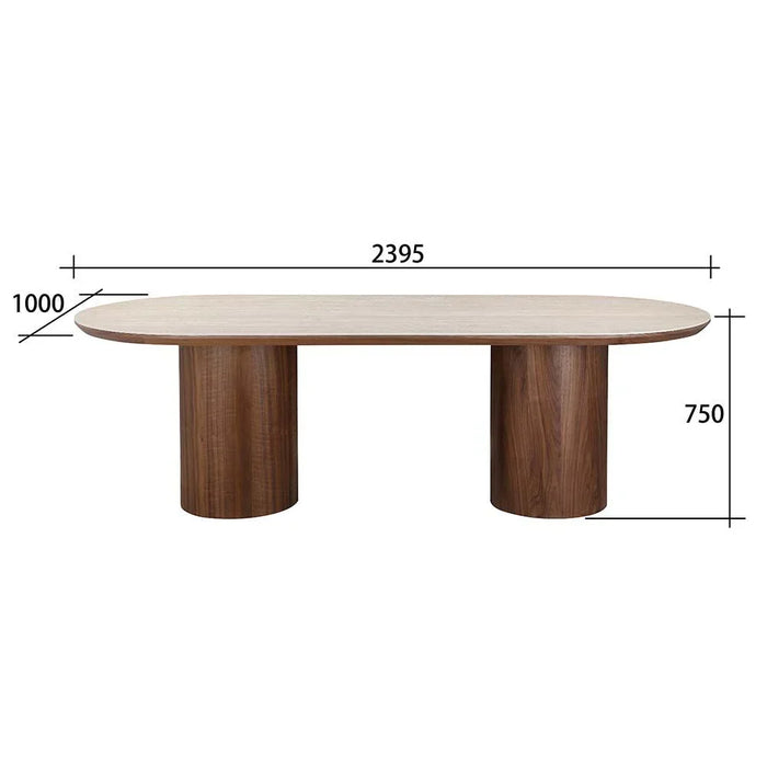 Austria 1 + 8-Seater Dining Set-Natural Walnut/Beige-With 2-Year Warranty