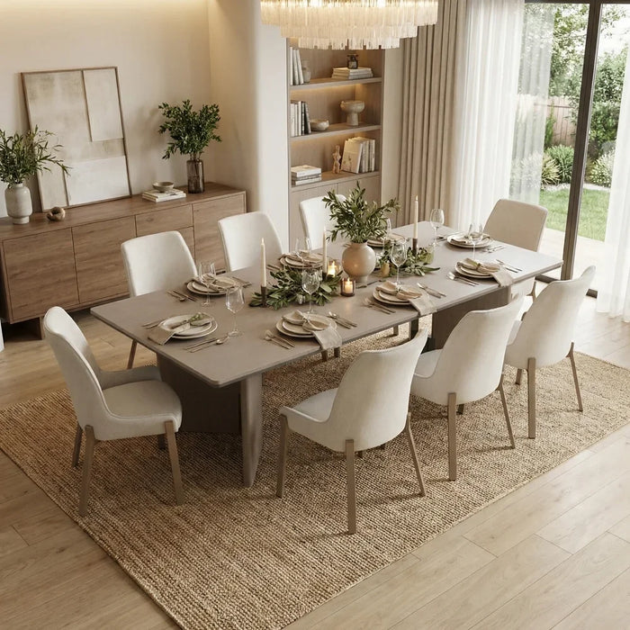 Libra 1 + 8 Dining Set -Dining Table Light Brown / Beige