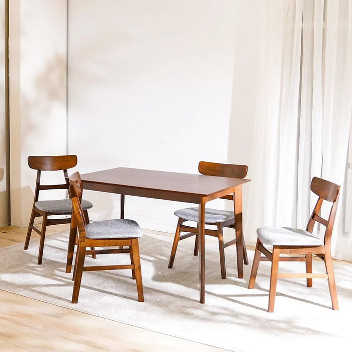 Balfour 1+4 Dining Set | 5-Piece Comfortable Dining Set | Kitchen Dining Table With 4 Dining Chairs | Modern Design Furniture For Dining Room Kitchen - Walnut