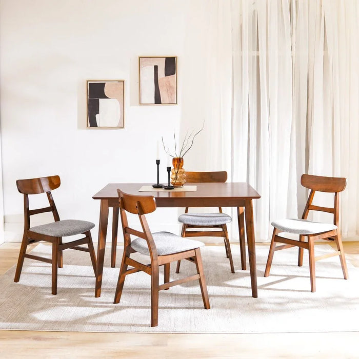 Balfour 1+4 Dining Set | 5-Piece Comfortable Dining Set | Kitchen Dining Table With 4 Dining Chairs | Modern Design Furniture For Dining Room Kitchen - Walnut
