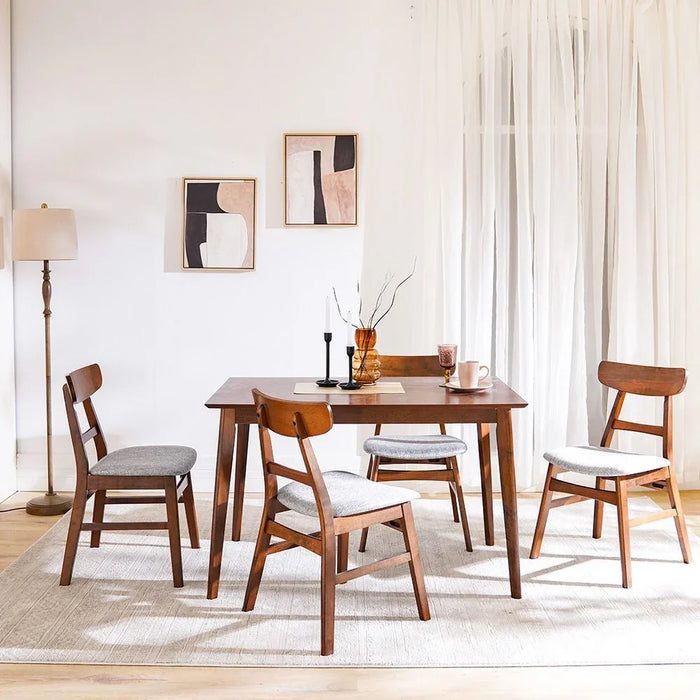 Balfour 1+4 Dining Set | 5-Piece Comfortable Dining Set | Kitchen Dining Table With 4 Dining Chairs | Modern Design Furniture For Dining Room Kitchen - Walnut