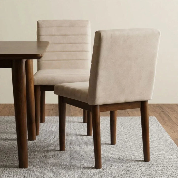 Gerry 1+8 Wooden Dining Set | 9-Piece Comfortable Dining Set | Kitchen Dining Table With 8 Dining Chairs | Modern Design Furniture For Dining Room - Walnut-Antique Brown/Beige