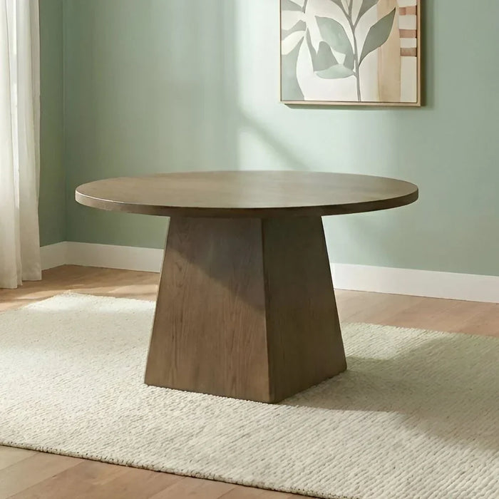 Gemma 1+6 Round Wooden Dining Set | 7-Piece Comfortable Dining Set | Kitchen Dining Table With 6 Dining Chairs | Modern Design Furniture For Dining Room - Antique Brown/Grey
