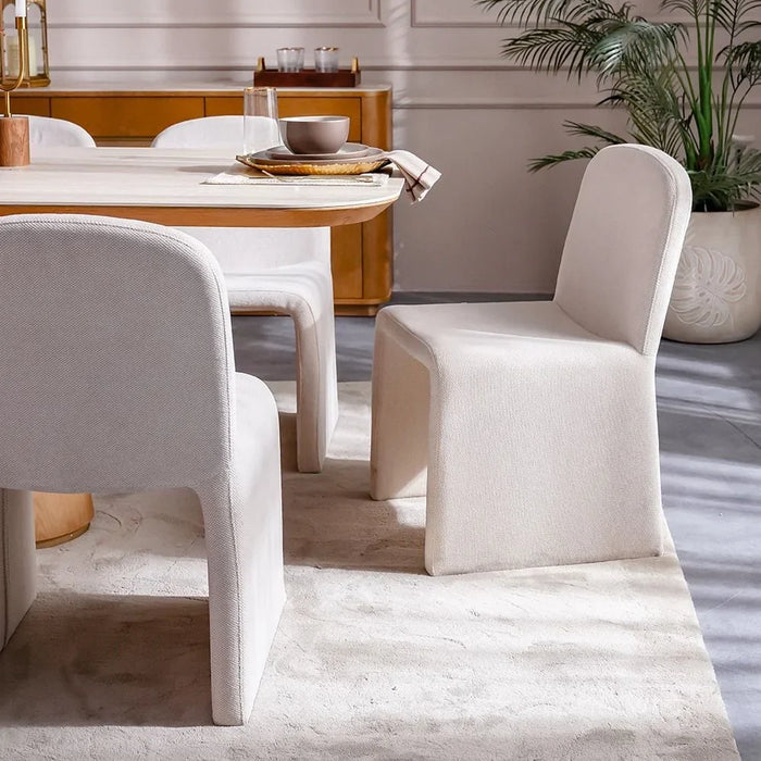 Nordomi 8 Seater Stone Top Dining Table | Sturdy Dining Table Without Chairs | Modern Design Desk Furniture For Kitchen And Dining Room L220xW100xH75.7cm-Cream/Natural Oak