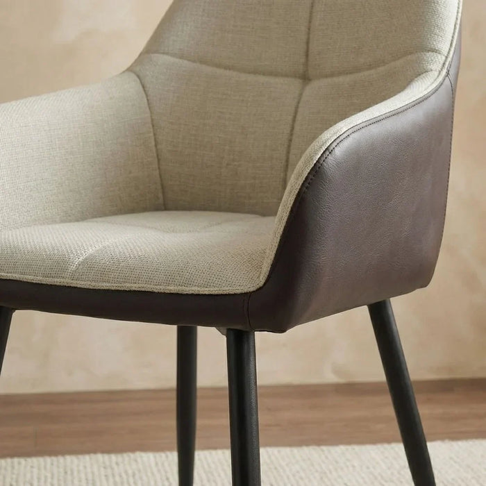 Elmont Dining Chair Set of 2 With PU Leather Upholstery |Sturdy Kitchen Dining Chairs Without Table Single Seater Modern Design Furniture For Dining Room L60xW56xH83.5cm