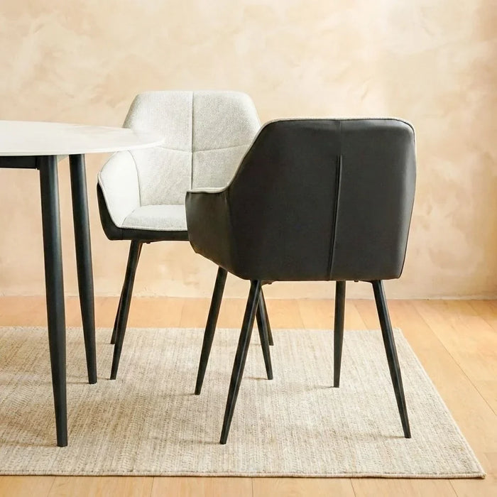 Elmont Dining Chair Set of 2 With PU Leather Upholstery |Sturdy Kitchen Dining Chairs Without Table Single Seater Modern Design Furniture For Dining Room L60xW56xH83.5cm