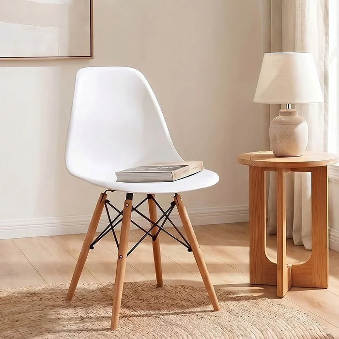 Stork Set of 2 Dining Chairs - White & Beech - Stylish Diningroom Furniture - Engineered Wood & Metal - Perfect for 2-Seater Dining Table - Modern Dining-Set for Home - Durable & Elegant Design - 2 Year Warranty