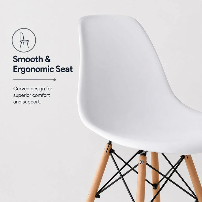 Stork Set of 2 Dining Chairs - White & Beech - Stylish Diningroom Furniture - Engineered Wood & Metal - Perfect for 2-Seater Dining Table - Modern Dining-Set for Home - Durable & Elegant Design - 2 Year Warranty