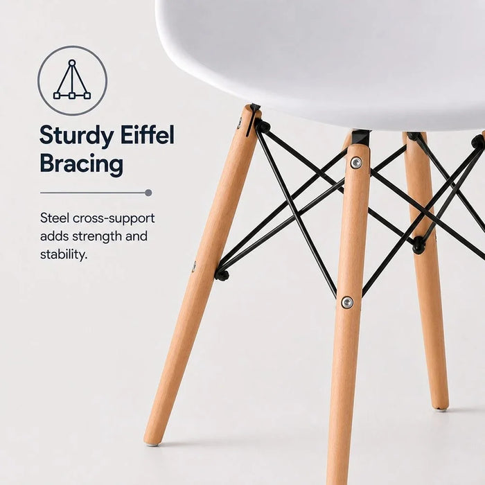 Stork Set of 2 Dining Chairs - White & Beech - Stylish Diningroom Furniture - Engineered Wood & Metal - Perfect for 2-Seater Dining Table - Modern Dining-Set for Home - Durable & Elegant Design - 2 Year Warranty