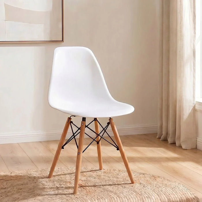 Stork Set of 2 Dining Chairs - White & Beech - Stylish Diningroom Furniture - Engineered Wood & Metal - Perfect for 2-Seater Dining Table - Modern Dining-Set for Home - Durable & Elegant Design - 2 Year Warranty