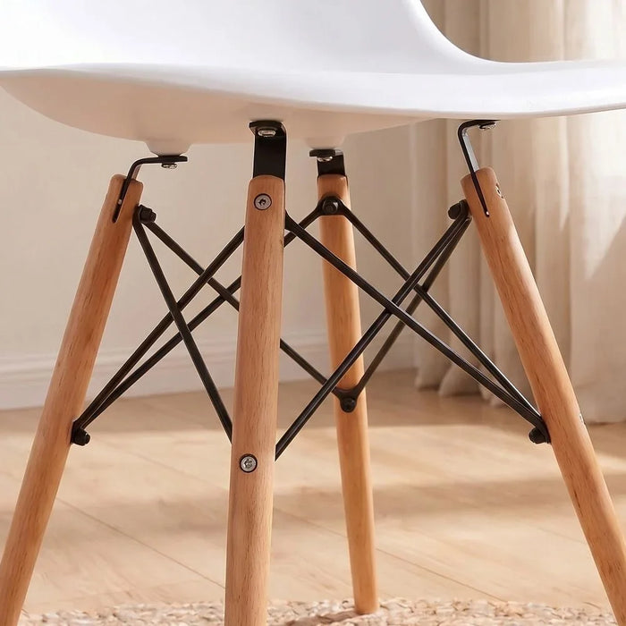 Stork Set of 2 Dining Chairs - White & Beech - Stylish Diningroom Furniture - Engineered Wood & Metal - Perfect for 2-Seater Dining Table - Modern Dining-Set for Home - Durable & Elegant Design - 2 Year Warranty
