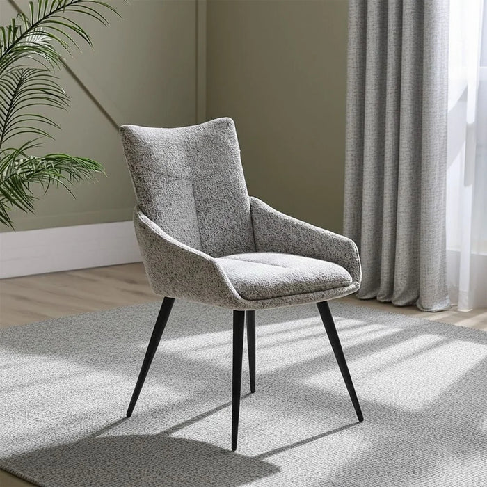 Hampton Dining Chair Set of 2 With Fabric Upholstery |Sturdy Kitchen Dining Chairs Without Table | Single Seater Modern Design Furniture For Dining Room L 63 x W 56 x H 84.5 cm-L.Grey