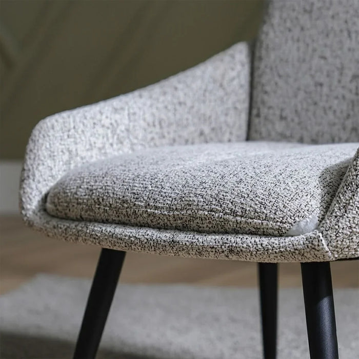 Hampton Dining Chair Set of 2 With Fabric Upholstery |Sturdy Kitchen Dining Chairs Without Table | Single Seater Modern Design Furniture For Dining Room L 63 x W 56 x H 84.5 cm-L.Grey