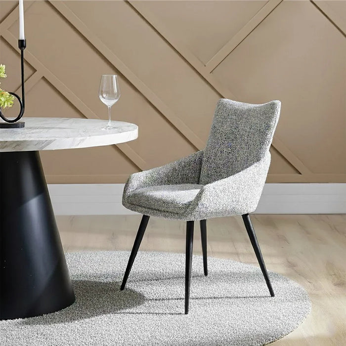 Hampton Dining Chair Set of 2 With Fabric Upholstery |Sturdy Kitchen Dining Chairs Without Table | Single Seater Modern Design Furniture For Dining Room L 63 x W 56 x H 84.5 cm-L.Grey