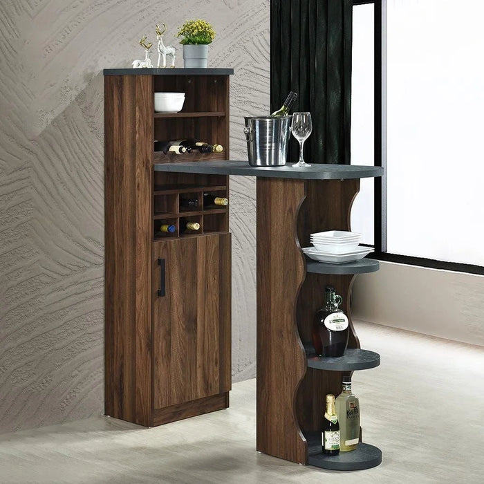 Andrei Wine Cabinet Sturdy Home Bar Organiser Cupboard Modern Design Furniture For Dining Room Living Room Kitchen 120.6x43x140cm Columbia Oak/Basalt