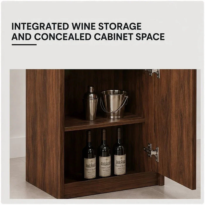 Andrei Wine Cabinet Sturdy Home Bar Organiser Cupboard Modern Design Furniture For Dining Room Living Room Kitchen 120.6x43x140cm Columbia Oak/Basalt