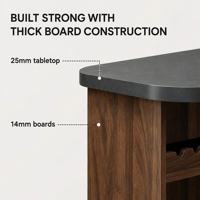 Andrei Wine Cabinet Sturdy Home Bar Organiser Cupboard Modern Design Furniture For Dining Room Living Room Kitchen 120.6x43x140cm Columbia Oak/Basalt