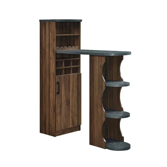 Andrei Wine Cabinet Sturdy Home Bar Organiser Cupboard Modern Design Furniture For Dining Room Living Room Kitchen 120.6x43x140cm Columbia Oak/Basalt