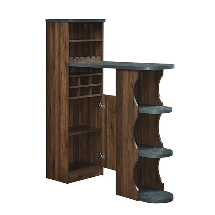 Andrei Wine Cabinet Sturdy Home Bar Organiser Cupboard Modern Design Furniture For Dining Room Living Room Kitchen 120.6x43x140cm Columbia Oak/Basalt