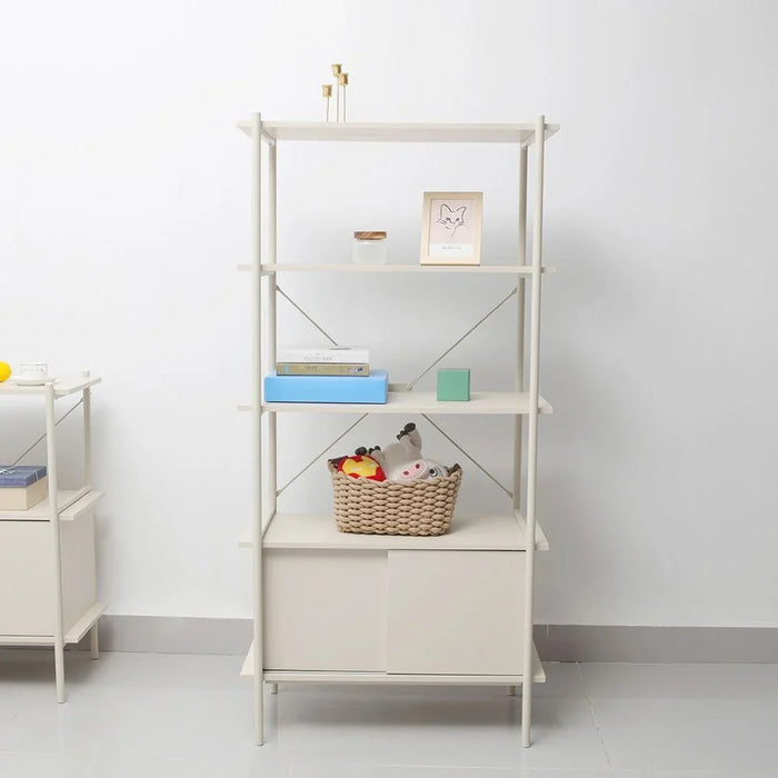 Milburn 4 Tier Display Cabinet With Storage Strong And Sturdy Home Kitchen Organiser Rack Modern Design Furniture For Dining Room Living Room Kitchen L 80x40x162.7 cm White