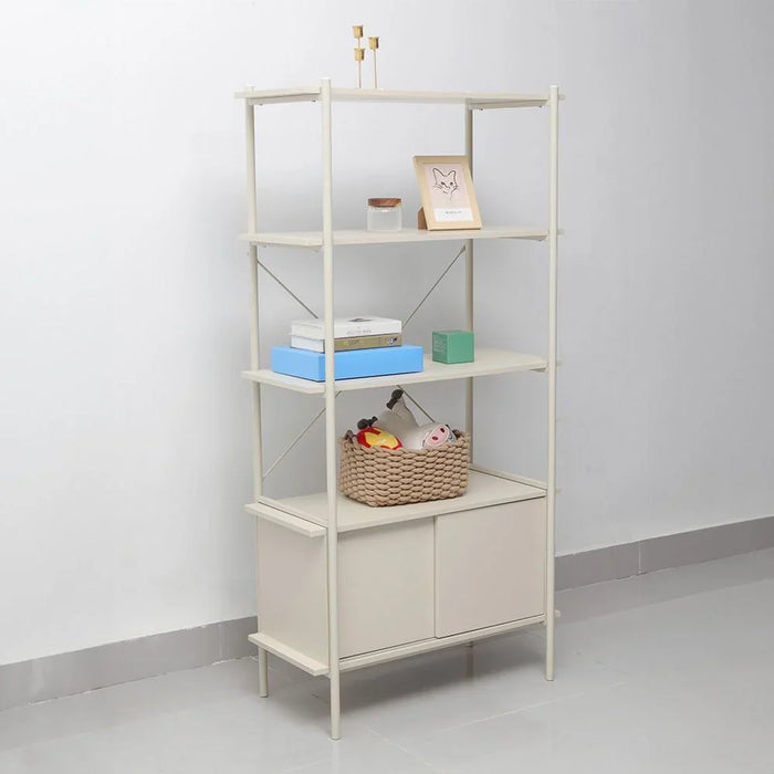 Milburn 4 Tier Display Cabinet With Storage Strong And Sturdy Home Kitchen Organiser Rack Modern Design Furniture For Dining Room Living Room Kitchen L 80x40x162.7 cm White