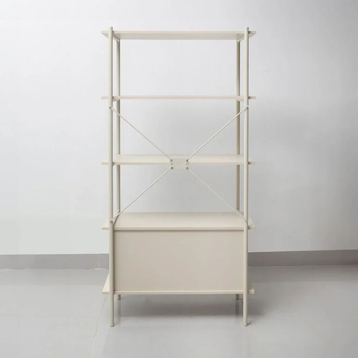 Milburn 4 Tier Display Cabinet With Storage Strong And Sturdy Home Kitchen Organiser Rack Modern Design Furniture For Dining Room Living Room Kitchen L 80x40x162.7 cm White
