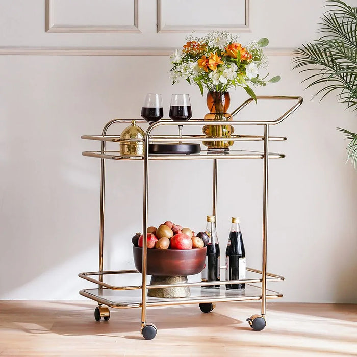 Hartin 2 Tier Serving Trolley- Champagne
