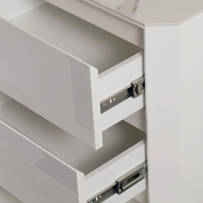 Monarch Sideboard Sturdy Home Kitchen Organiser Sideboard Modern Design Furniture For Dining Room Living Room Kitchen-White / Brushedsilver