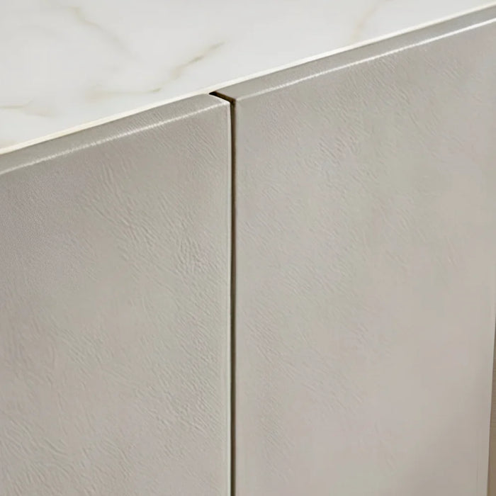 AlLayal Marble Top Buffet Cabinet | Strong And Sturdy Kitchen Organiser Rack | Modern Design Sideboard Cabinet Side Board For Dining Room Bar Kitchen L180xW45xH80cm - Brown/Brushed Gold