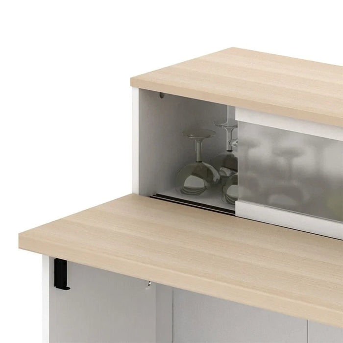 Algeria 4-Door Kitchen/Bar Cabinet with Folding Table - White/Oak - Engineered Wood Dining Room Furniture Accessories - Stylish Cabinets & Sideboards for Modern Homes