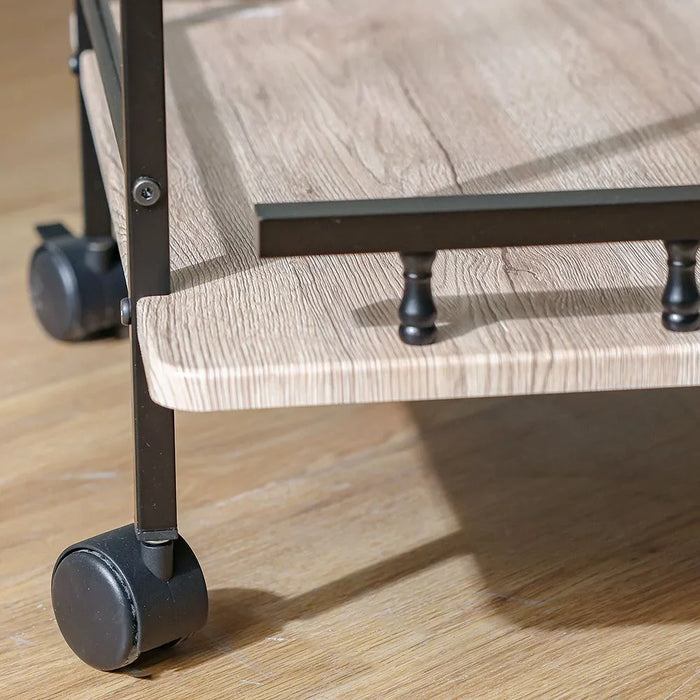 Acron Serving Trolley - Stylish Oak Grey/Black Engineered Wood Dining Room Furniture, Ideal for Serving & Storage, Size: L61xW40xH76cm, Ideal for Modern Homes