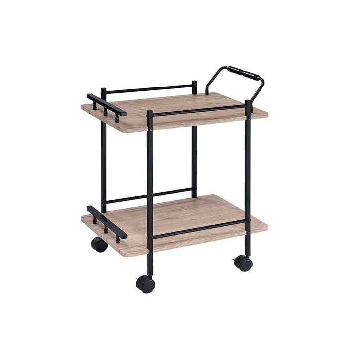 Acron Serving Trolley - Stylish Oak Grey/Black Engineered Wood Dining Room Furniture, Ideal for Serving & Storage, Size: L61xW40xH76cm, Ideal for Modern Homes