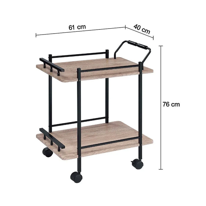 Acron Serving Trolley - Stylish Oak Grey/Black Engineered Wood Dining Room Furniture, Ideal for Serving & Storage, Size: L61xW40xH76cm, Ideal for Modern Homes