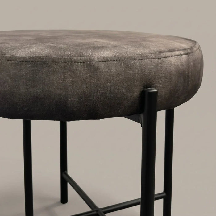 Romsdal Round Bar Stool With Fabric Upholstery | Counter Chair Without Table| Single Seater Modern Design Armless Stool With Footrest Furniture L48xW48xH66cmDark Brown/Black
