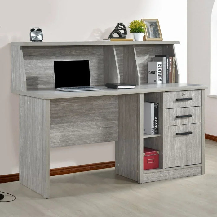 Neptune Study Desk Computer Table Office Desk Workstation Modern PC Laptop Gaming Table Wooden Study Table For Home Office Made In Malaysia L 150 x W 70 x H 115.1 cm Grey Oak