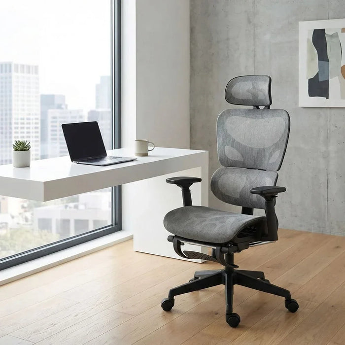 Britanica Office Chair High Back Ergonomic Gaming Chair Modern Home Desk Computer Chair 360° Swivel Office Chairs Adjustable Lumbar Support L 65 x W 63 x H 122 cm Grey