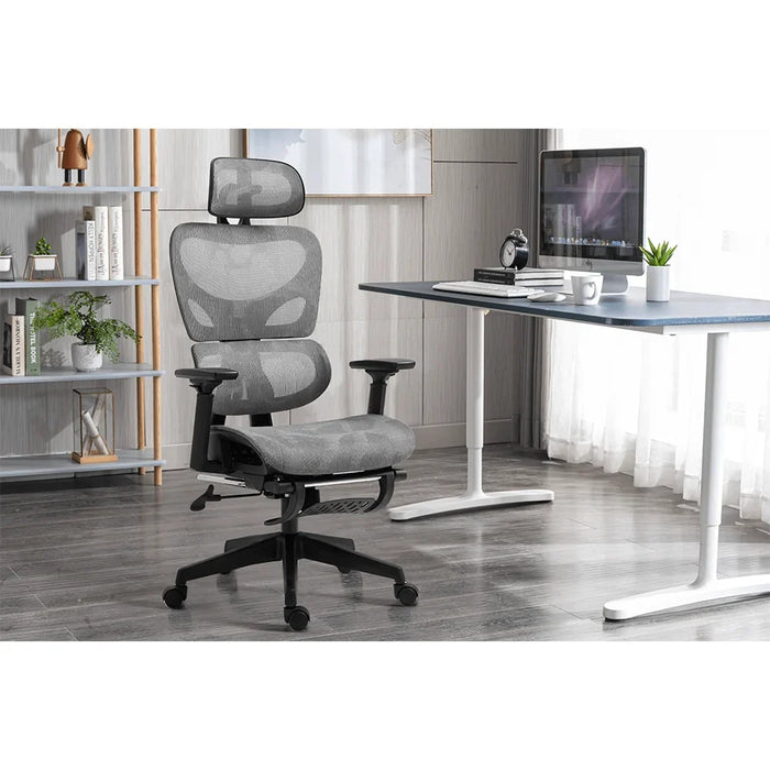 Britanica Office Chair High Back Ergonomic Gaming Chair Modern Home Desk Computer Chair 360° Swivel Office Chairs Adjustable Lumbar Support L 65 x W 63 x H 122 cm Grey