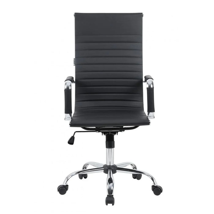 Scadas High Back Office Chair Ergonomic Office Chair | Modern Desk Computer Chair | Swivel Office Chair | Adjustable Height Chair L69xW54xH106-116cm - Black/Chrome