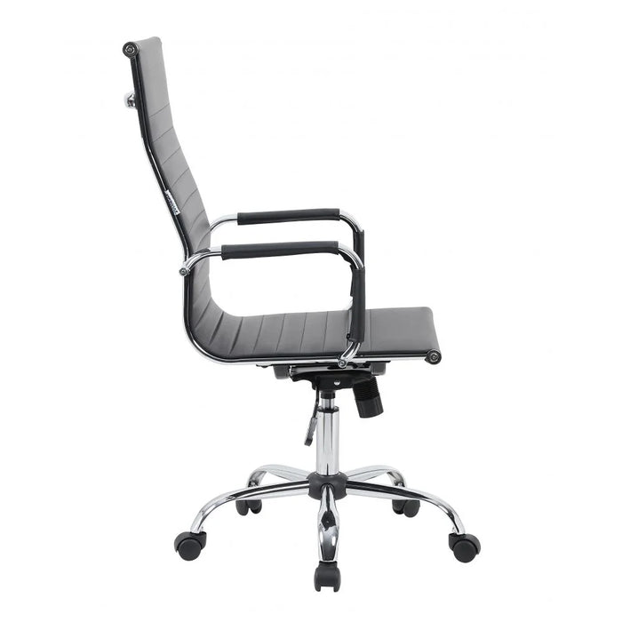Scadas High Back Office Chair Ergonomic Office Chair | Modern Desk Computer Chair | Swivel Office Chair | Adjustable Height Chair L69xW54xH106-116cm - Black/Chrome