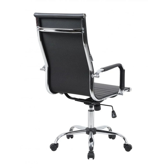 Scadas High Back Office Chair Ergonomic Office Chair | Modern Desk Computer Chair | Swivel Office Chair | Adjustable Height Chair L69xW54xH106-116cm - Black/Chrome