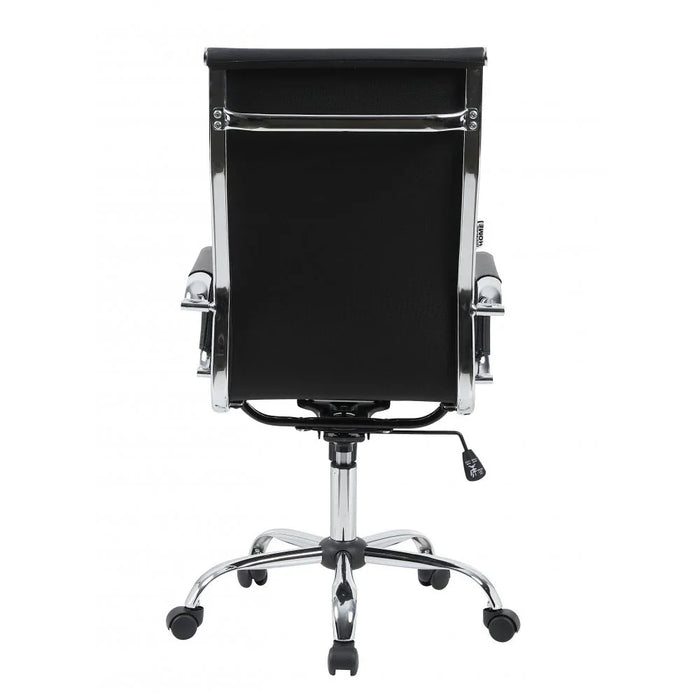 Scadas High Back Office Chair Ergonomic Office Chair | Modern Desk Computer Chair | Swivel Office Chair | Adjustable Height Chair L69xW54xH106-116cm - Black/Chrome