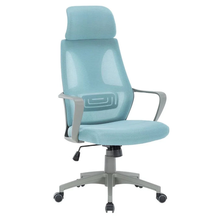 Baston High Back Office Chair Ergonomic Office Chair | Modern Desk Computer Chair | Swivel Office Chair | Adjustable Height Chair L61xW60xH117-127cm - Blue