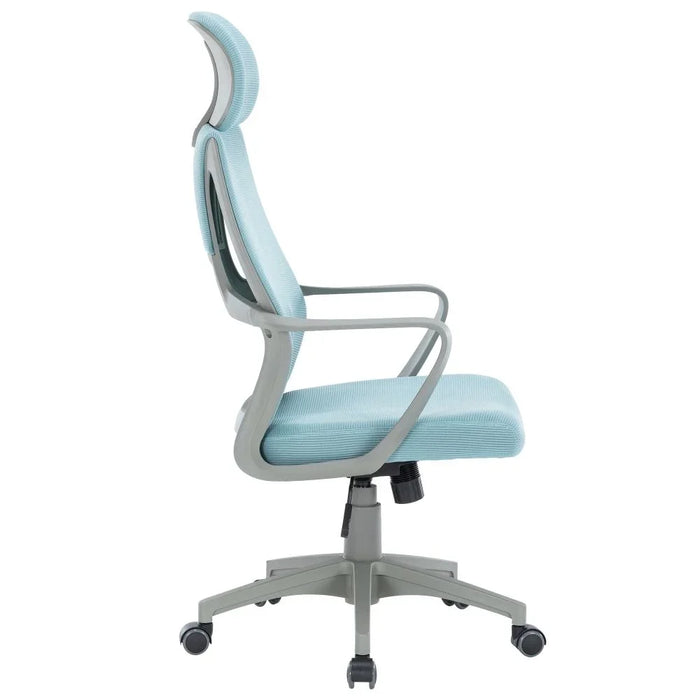 Baston High Back Office Chair Ergonomic Office Chair | Modern Desk Computer Chair | Swivel Office Chair | Adjustable Height Chair L61xW60xH117-127cm - Blue