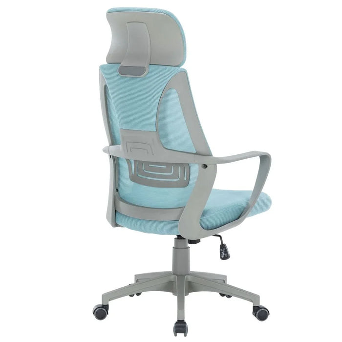 Baston High Back Office Chair Ergonomic Office Chair | Modern Desk Computer Chair | Swivel Office Chair | Adjustable Height Chair L61xW60xH117-127cm - Blue