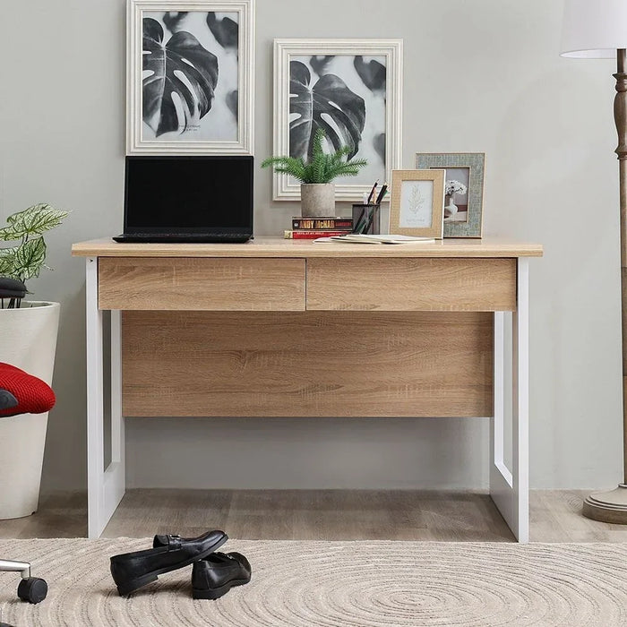 Tecno Study Desk Computer Table Office Desk Workstation Modern PC Laptop Gaming Table Wooden Study Table For Home Office L 120.5 x W 70 x H 77.5 cm White Oak & White