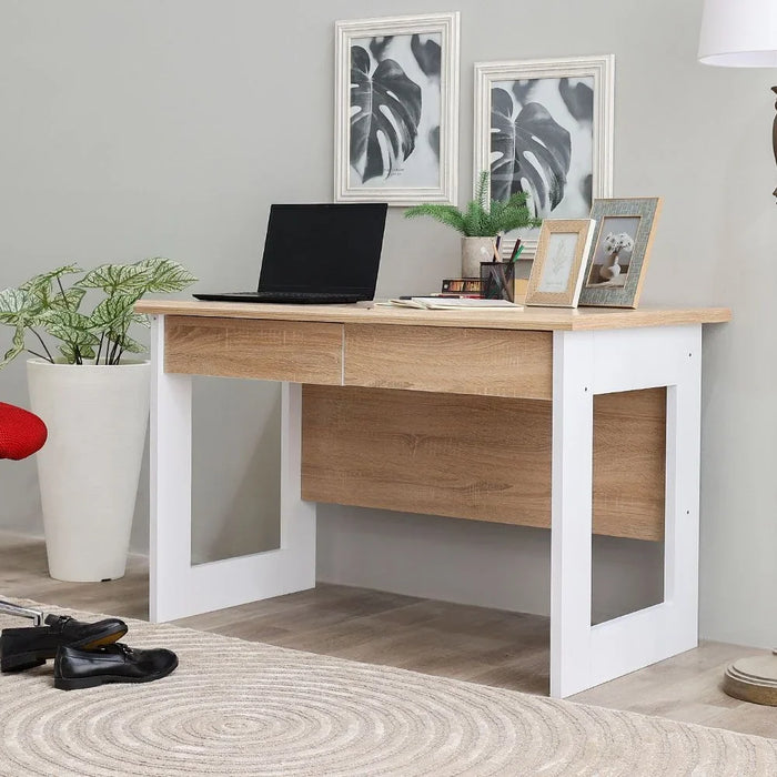 Tecno Study Desk Computer Table Office Desk Workstation Modern PC Laptop Gaming Table Wooden Study Table For Home Office L 120.5 x W 70 x H 77.5 cm White Oak & White