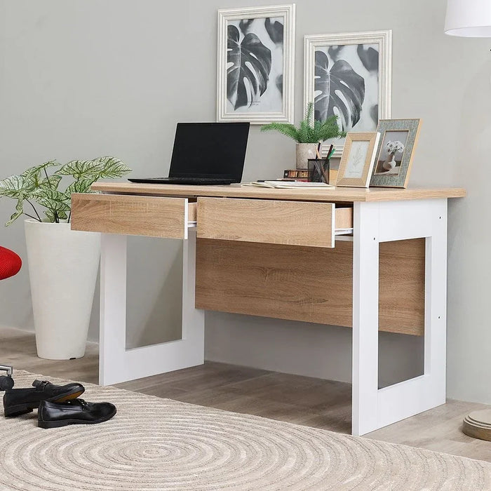 Tecno Study Desk Computer Table Office Desk Workstation Modern PC Laptop Gaming Table Wooden Study Table For Home Office L 120.5 x W 70 x H 77.5 cm White Oak & White
