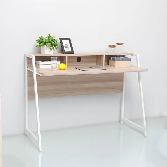 Gracyn Study Desk Computer Table Office Desk Workstation Modern PC Laptop Gaming Table Wooden Study Table For Home Office Ash White