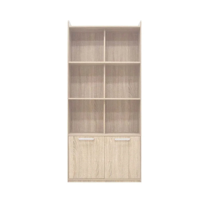 Supreme 2 Door Book Case With Open Shelves Bookshelf Modern Storage Cabinet Stylish Bookcase For Living Room Bedroom Home office â€“ French Sonoma Oak